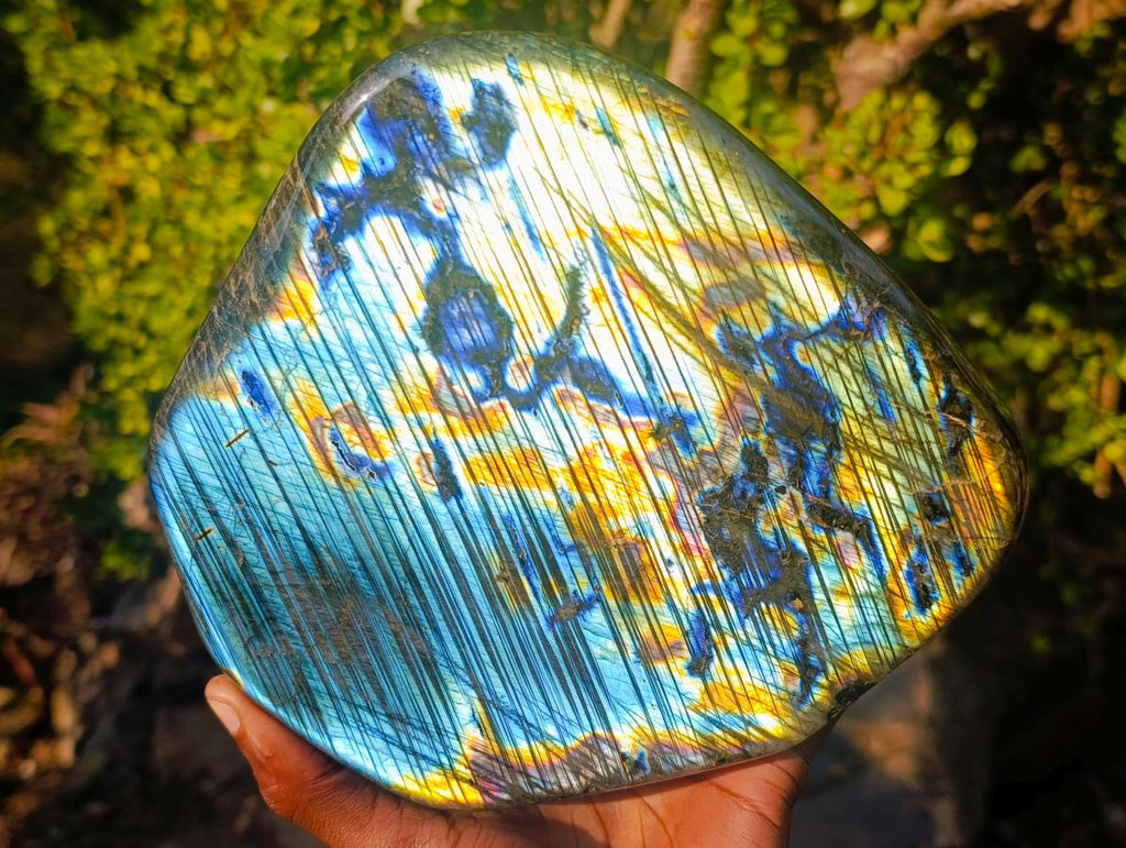 Polished Blue Flash Labradorite Standing Display Piece x 1 From Tulear, Madagascar