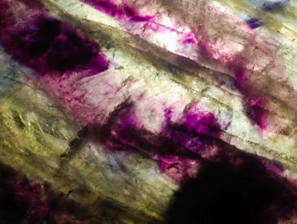 Polished Large Translucent Watermelon Fluorite Slice x 1 From Uis, Namibia