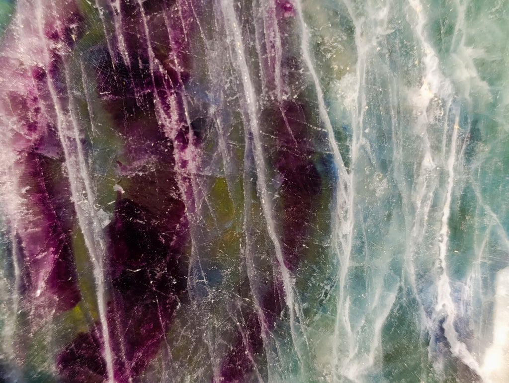 Polished Large Translucent Watermelon Fluorite Slice x 1 From Uis, Namibia