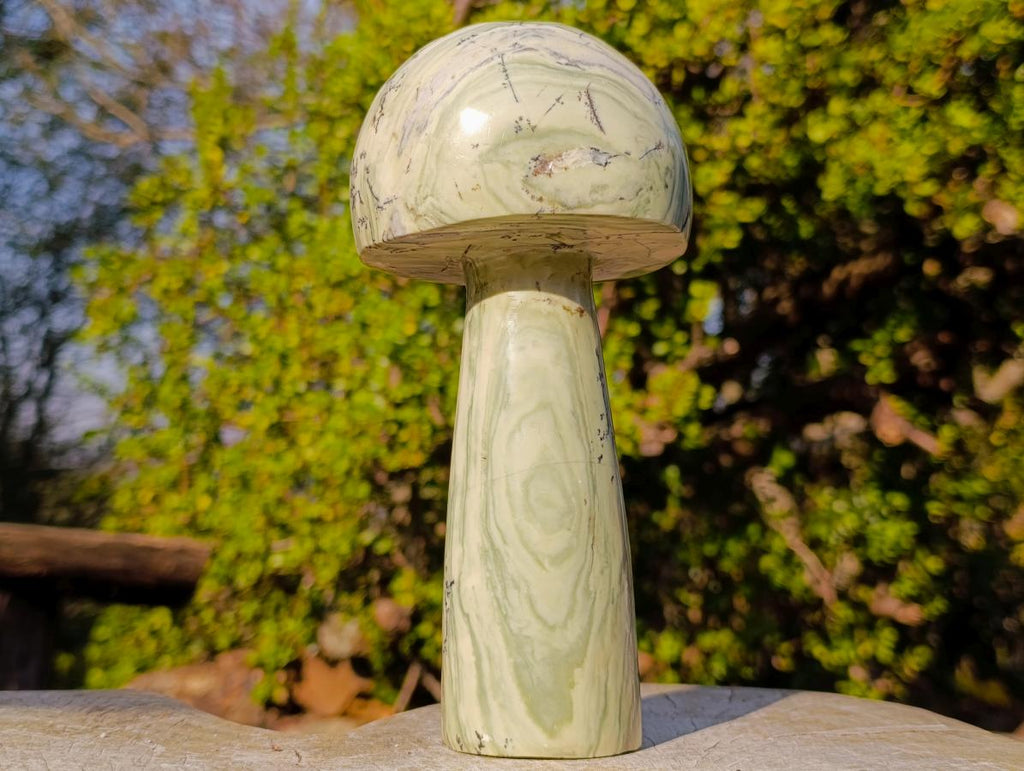 Polished Large African Butter Jade Mushroom Sculpture x 1 From South Africa