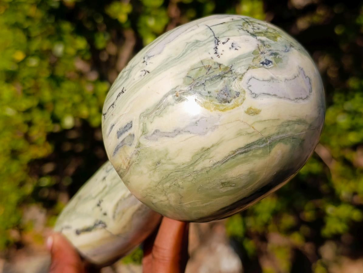 Polished Large African Butter Jade Mushroom Sculpture x 1 From South Africa
