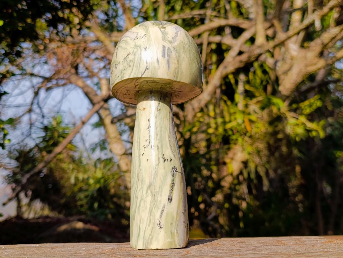 Polished Large African Butter Jade Mushroom Sculpture x 1 From South Africa