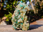 Natural Large Cabinet Size Bladed Barite Specimen with Malachite x 1 From Shinkolobwe Mine, Congo