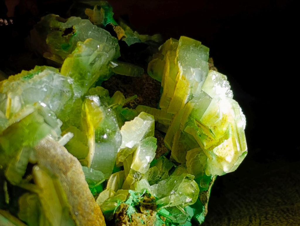 Natural Large Cabinet Size Bladed Barite Specimen with Malachite x 1 From Shinkolobwe Mine, Congo