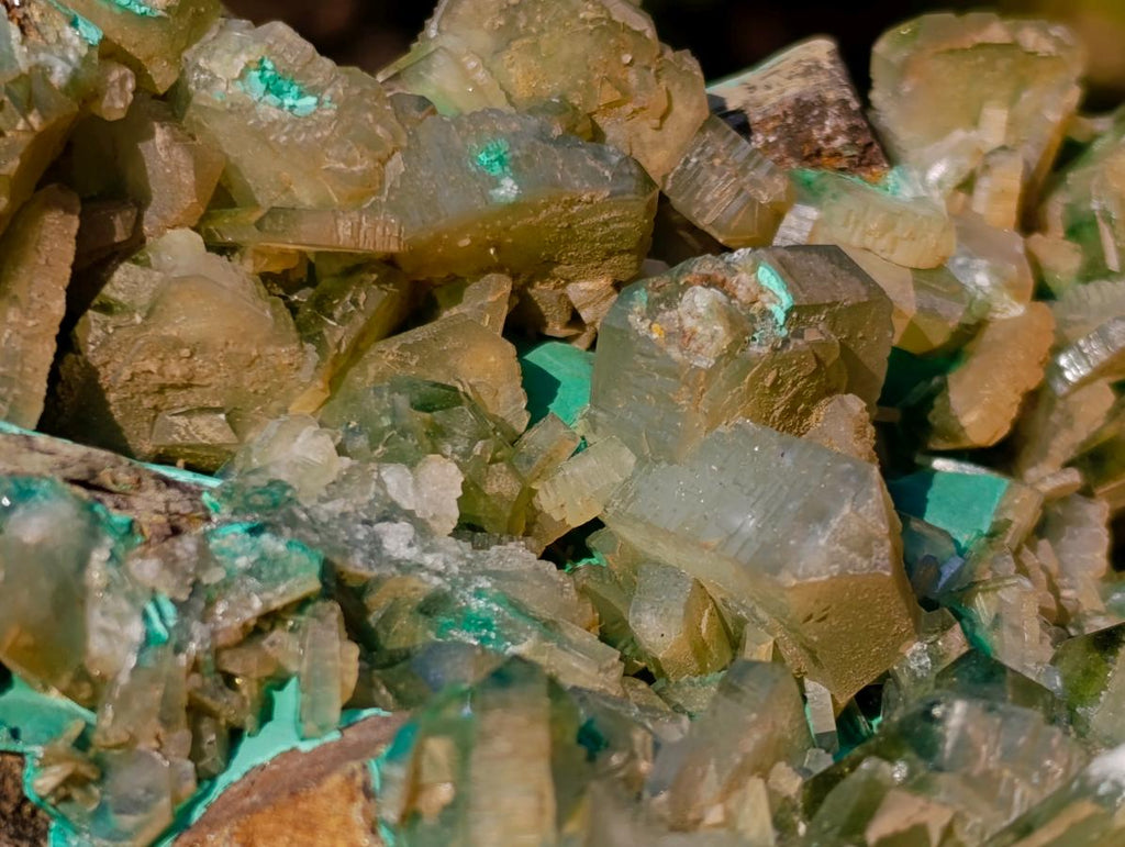 Natural Large Cabinet Size Bladed Barite Specimen with Malachite x 1 From Shinkolobwe Mine, Congo