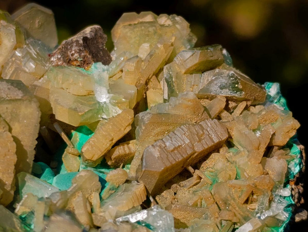 Natural Large Cabinet Size Bladed Barite Specimen with Malachite x 1 From Shinkolobwe Mine, Congo