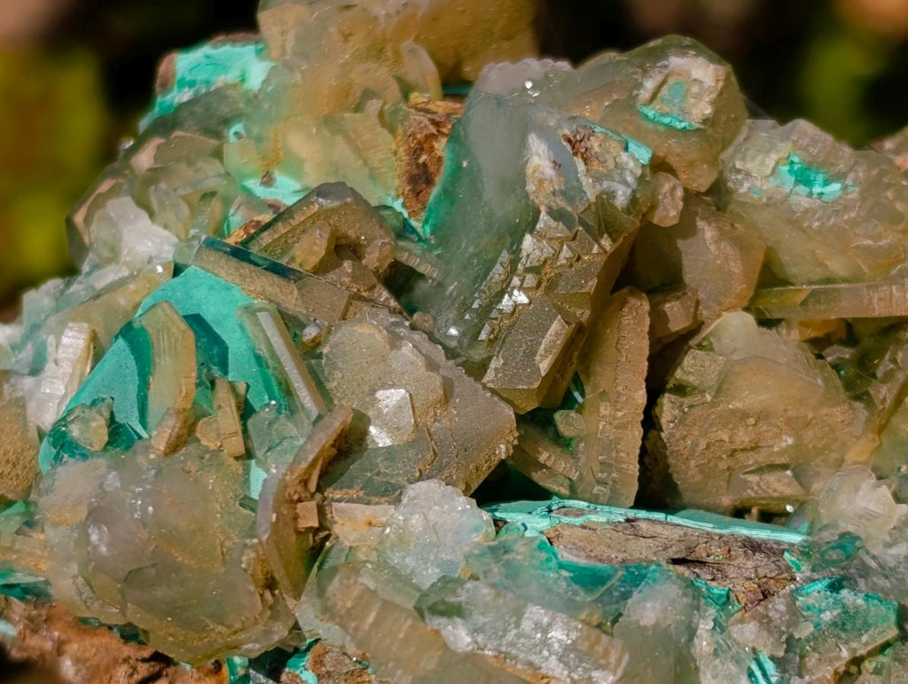 Natural Large Cabinet Size Bladed Barite Specimen with Malachite x 1 From Shinkolobwe Mine, Congo