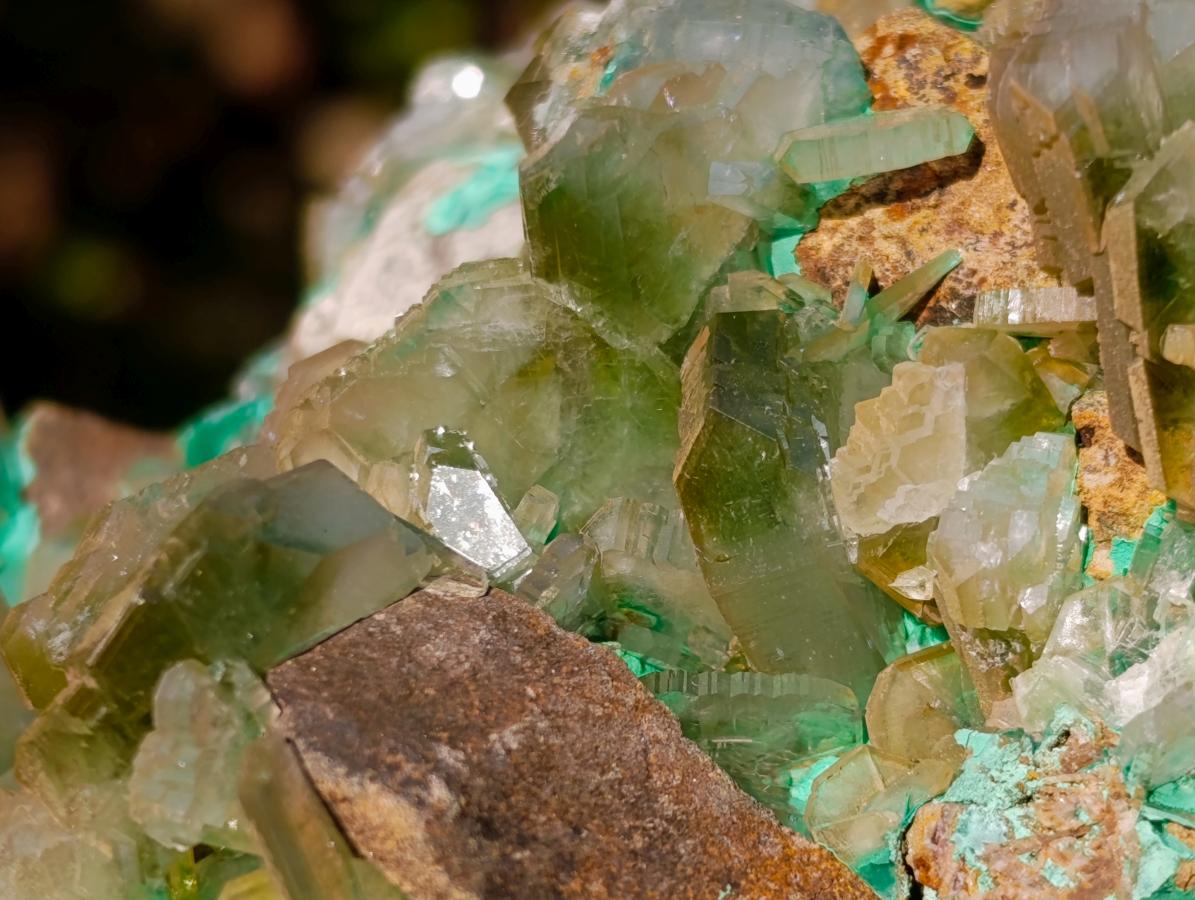 Natural Large Cabinet Size Bladed Barite Specimen with Malachite x 1 From Shinkolobwe Mine, Congo
