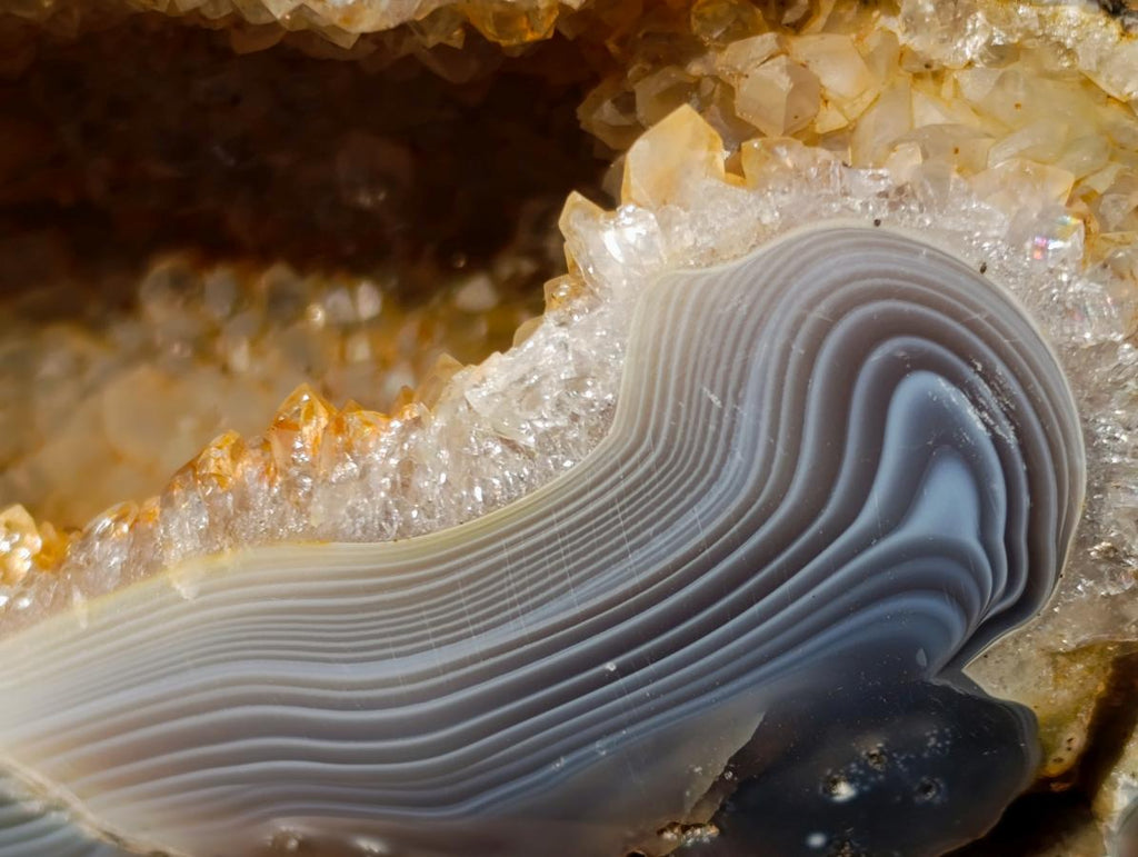 Polished and Natural Agate Geode with Crystalline Centre x 1 From Maintirano, Madagascar