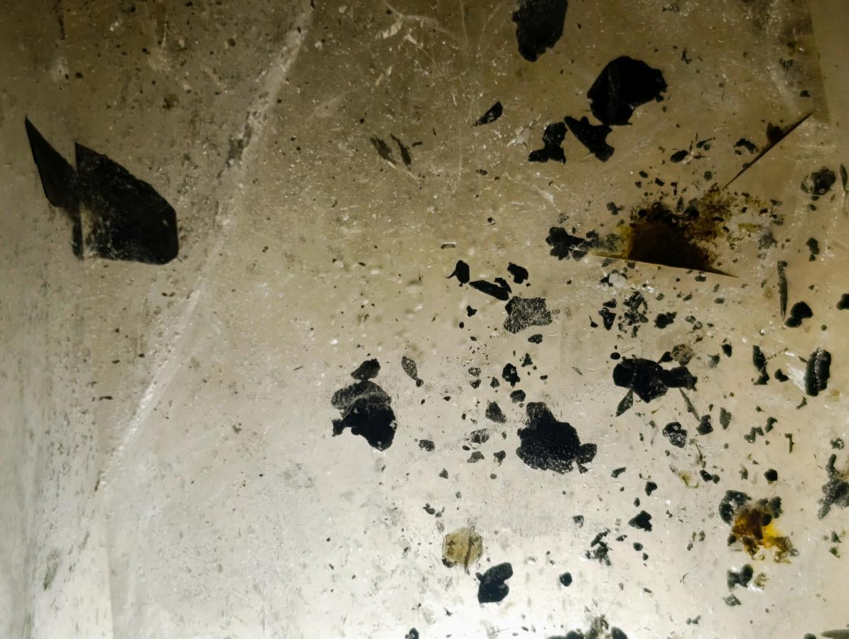 Polished Smokey Quartz Crystal with Specular Hematite Floating Inclusions x 1 From Madagascar