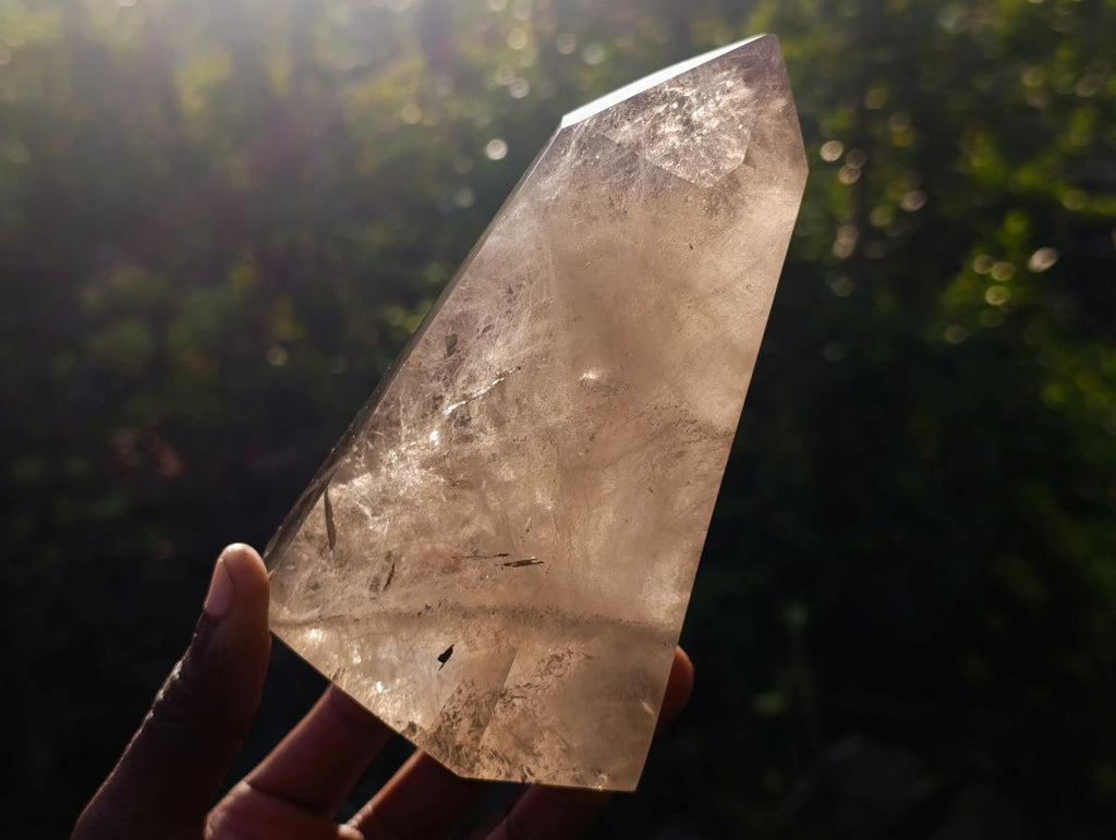Polished Smokey Quartz Crystal with Specular Hematite Floating Inclusions x 1 From Madagascar