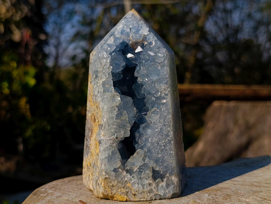 Polished and Natural Blue Celestite Geode Display Crystal x 1 From Sakoany, Madagascar