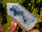 Polished and Natural Blue Celestite Geode Display Crystal x 1 From Sakoany, Madagascar