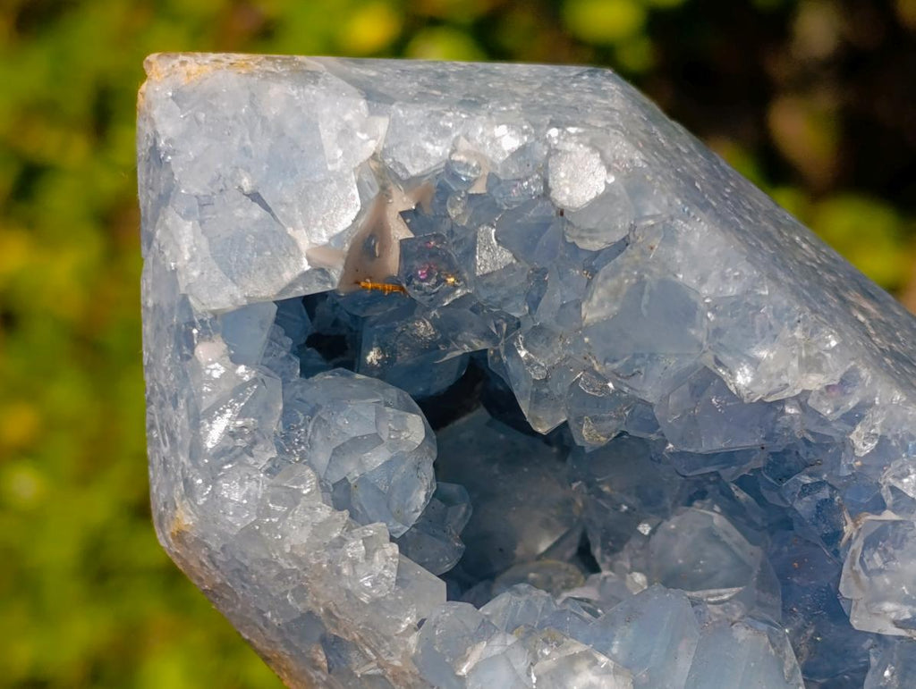 Polished and Natural Blue Celestite Geode Display Crystal x 1 From Sakoany, Madagascar