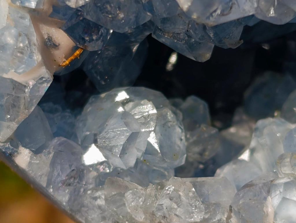 Polished and Natural Blue Celestite Geode Display Crystal x 1 From Sakoany, Madagascar