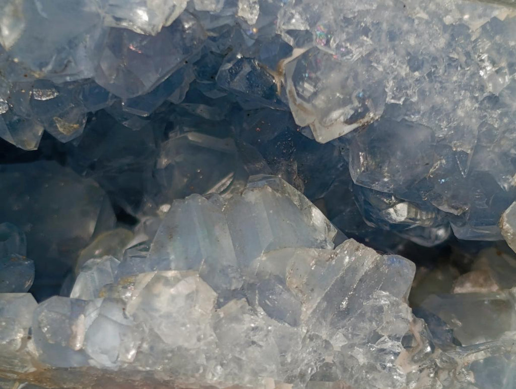 Polished and Natural Blue Celestite Geode Display Crystal x 1 From Sakoany, Madagascar