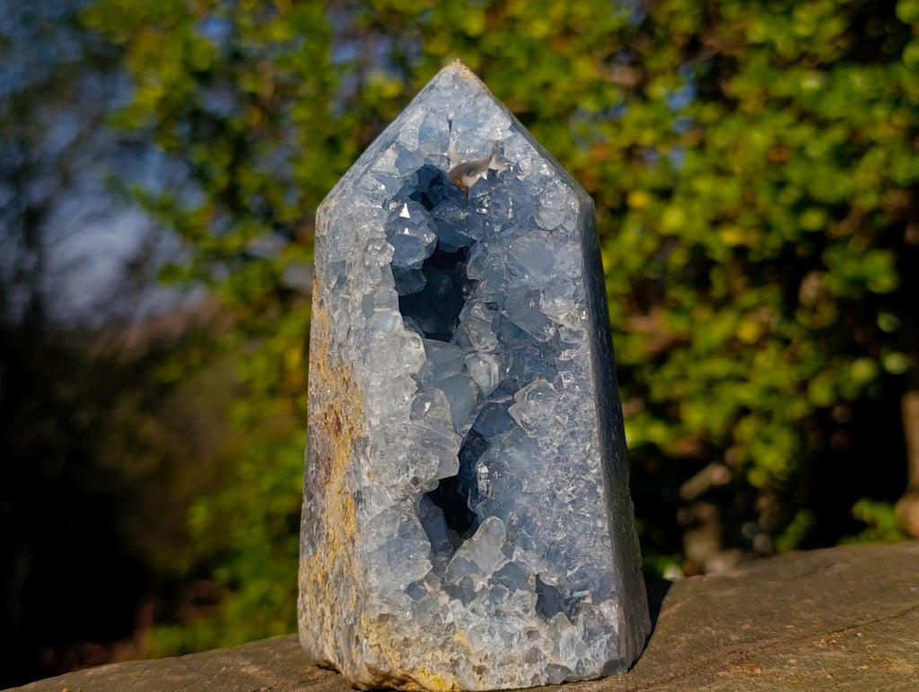 Polished and Natural Blue Celestite Geode Display Crystal x 1 From Sakoany, Madagascar