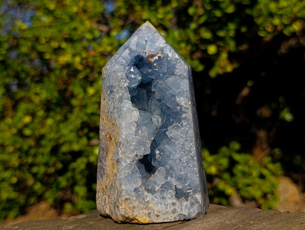 Polished and Natural Blue Celestite Geode Display Crystal x 1 From Sakoany, Madagascar