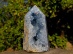 Polished and Natural Blue Celestite Geode Display Crystal x 1 From Sakoany, Madagascar