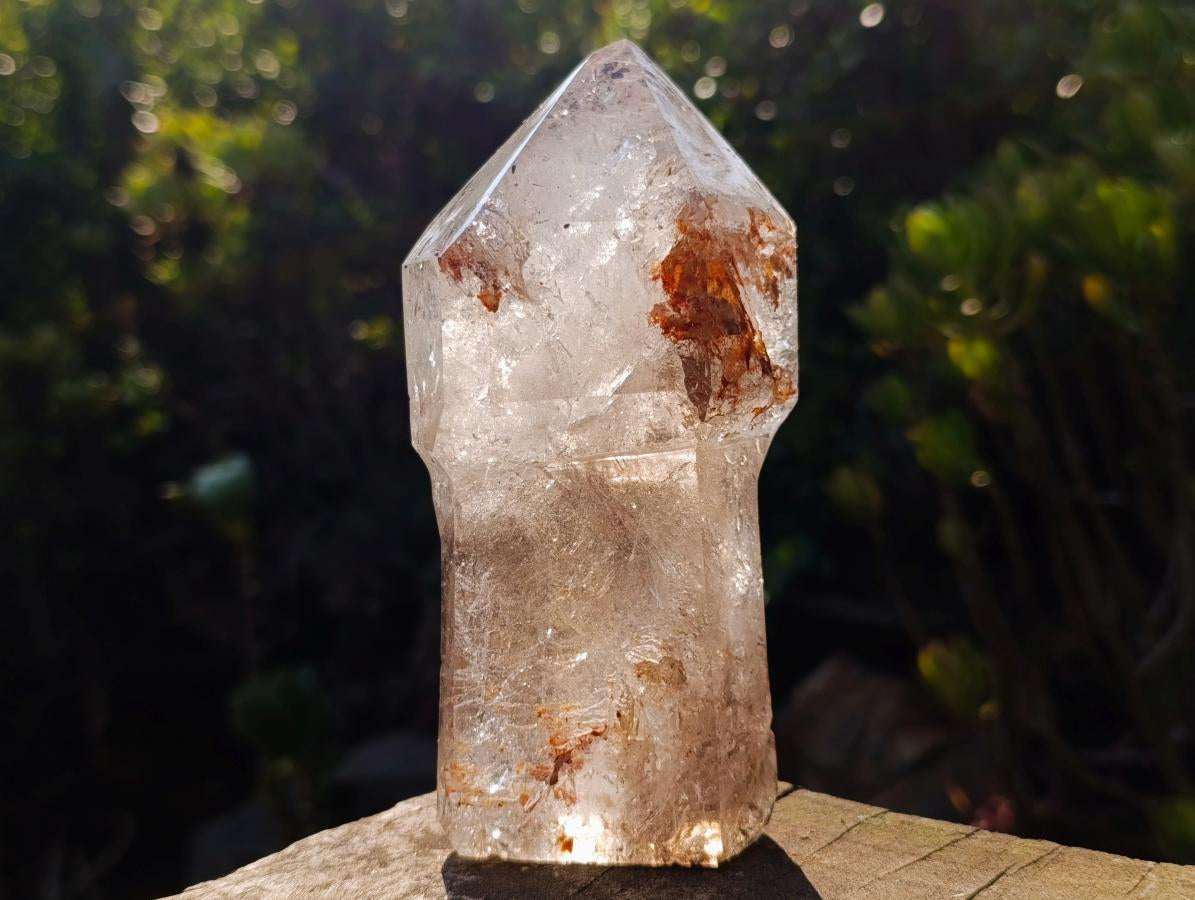 Polished Large Smokey Sceptre Window Quartz Crystal with Specular Hematite Inclusions x 1 From Akansobe, Madagascar
