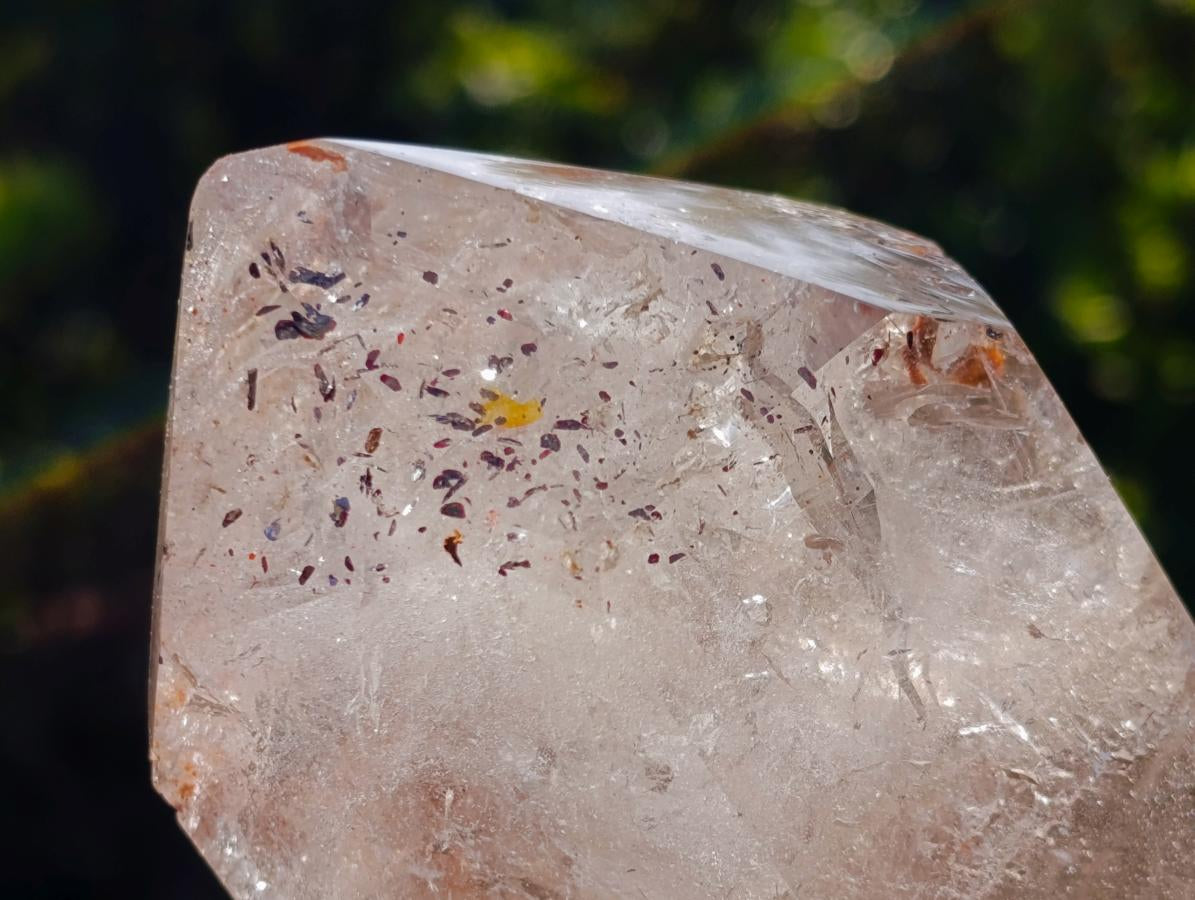 Polished Large Smokey Sceptre Window Quartz Crystal with Specular Hematite Inclusions x 1 From Akansobe, Madagascar