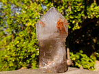 Polished Large Smokey Sceptre Window Quartz Crystal with Specular Hematite Inclusions x 1 From Akansobe, Madagascar