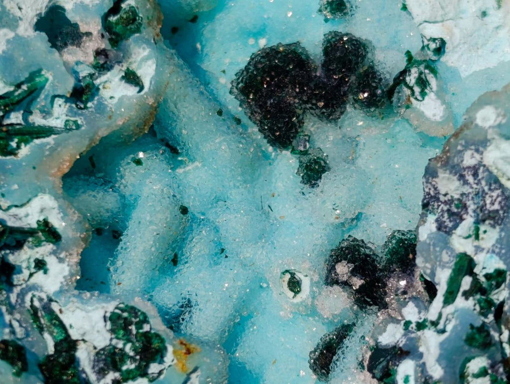 Natural Classic Drusy Coated Chrysocolla Specimen with Malachite on Dolomite x 1 From Likasi, Congo