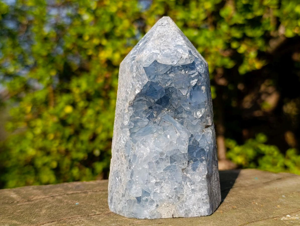 Polished and Natural Blue Celestite Geode Display Crystal x 1 From Sakoany, Madagascar