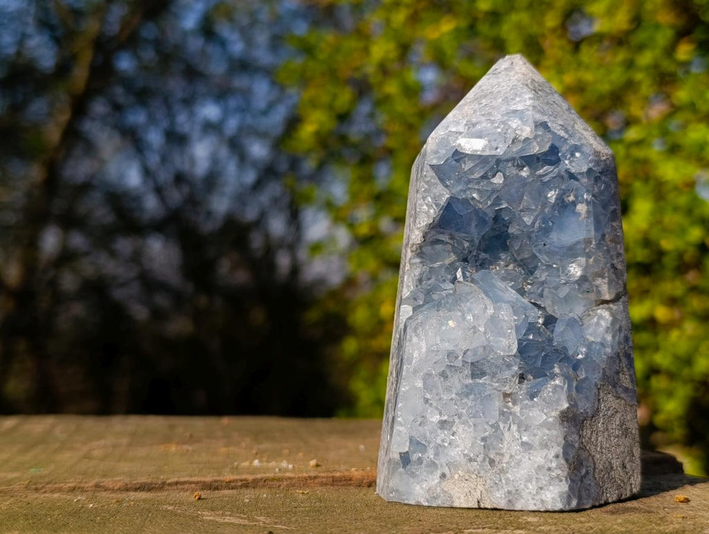Polished and Natural Blue Celestite Geode Display Crystal x 1 From Sakoany, Madagascar