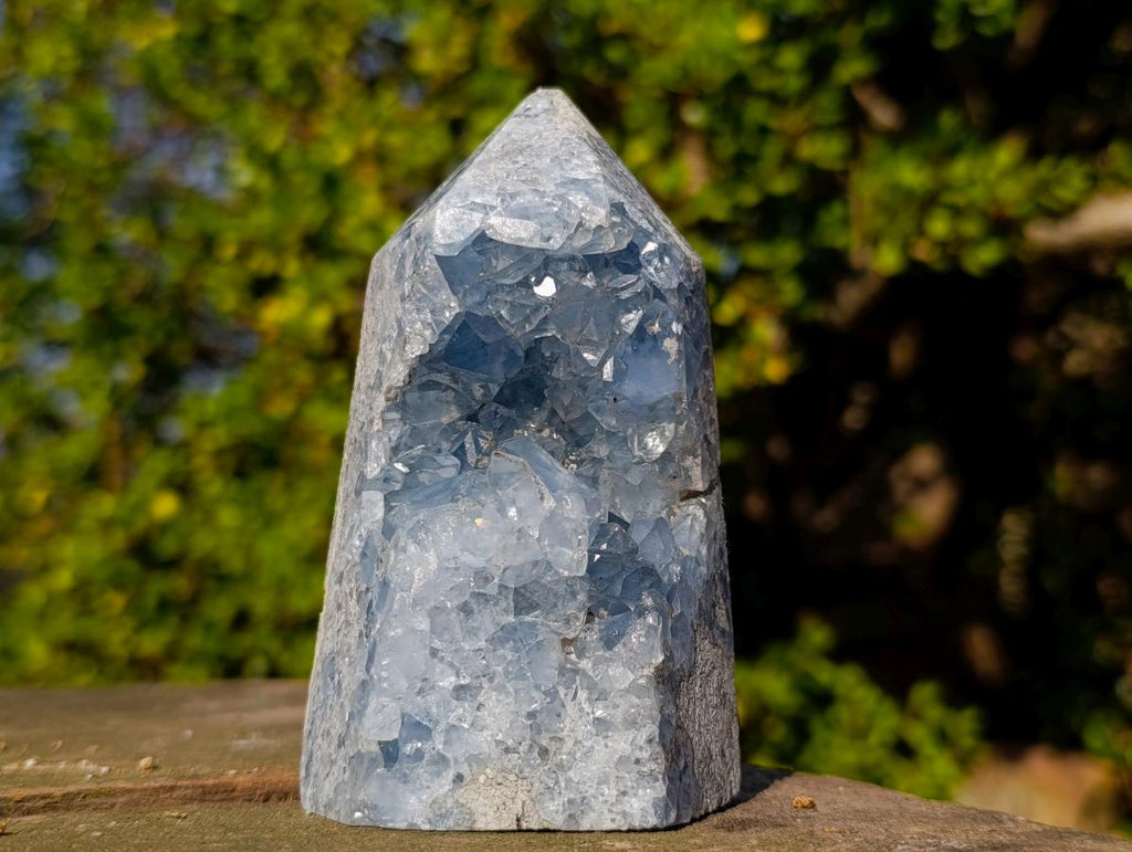 Polished and Natural Blue Celestite Geode Display Crystal x 1 From Sakoany, Madagascar
