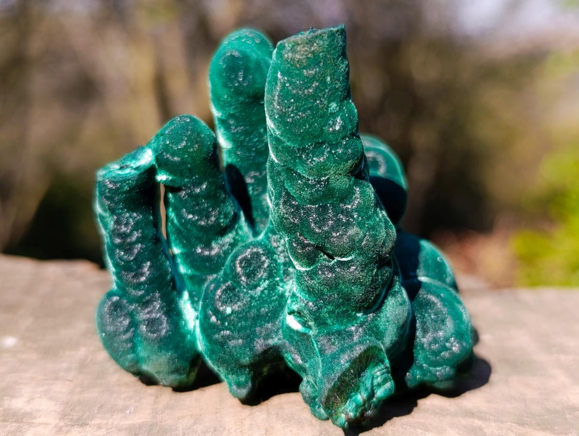Natural Exquisite Velvet Stalactite Malachite Specimen x 1 From Kasompe, Congo