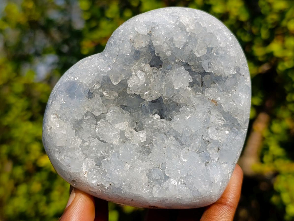 Polished and Natural Blue Celestite Heart x 1 From Sakoany Madagascar