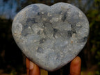 Polished and Natural Blue Celestite Heart x 1 From Sakoany Madagascar