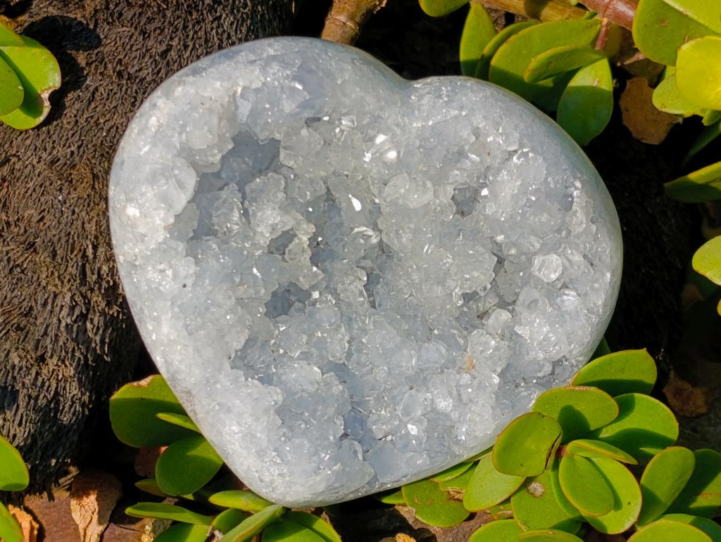 Polished and Natural Blue Celestite Heart x 1 From Sakoany Madagascar