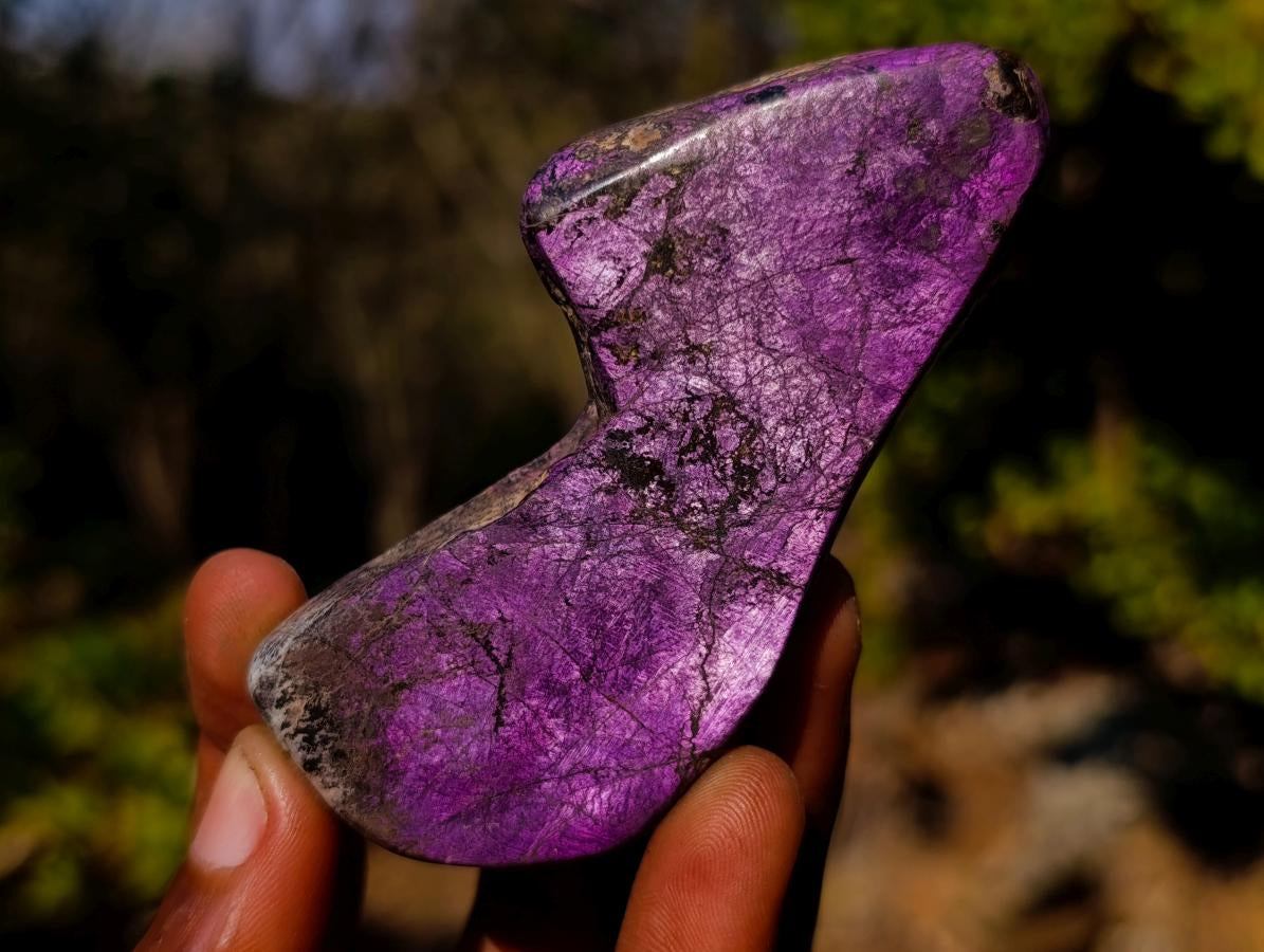 Polished Pair of Silky Metallic Purpurite Pieces x 1 From Erongo, Namibia