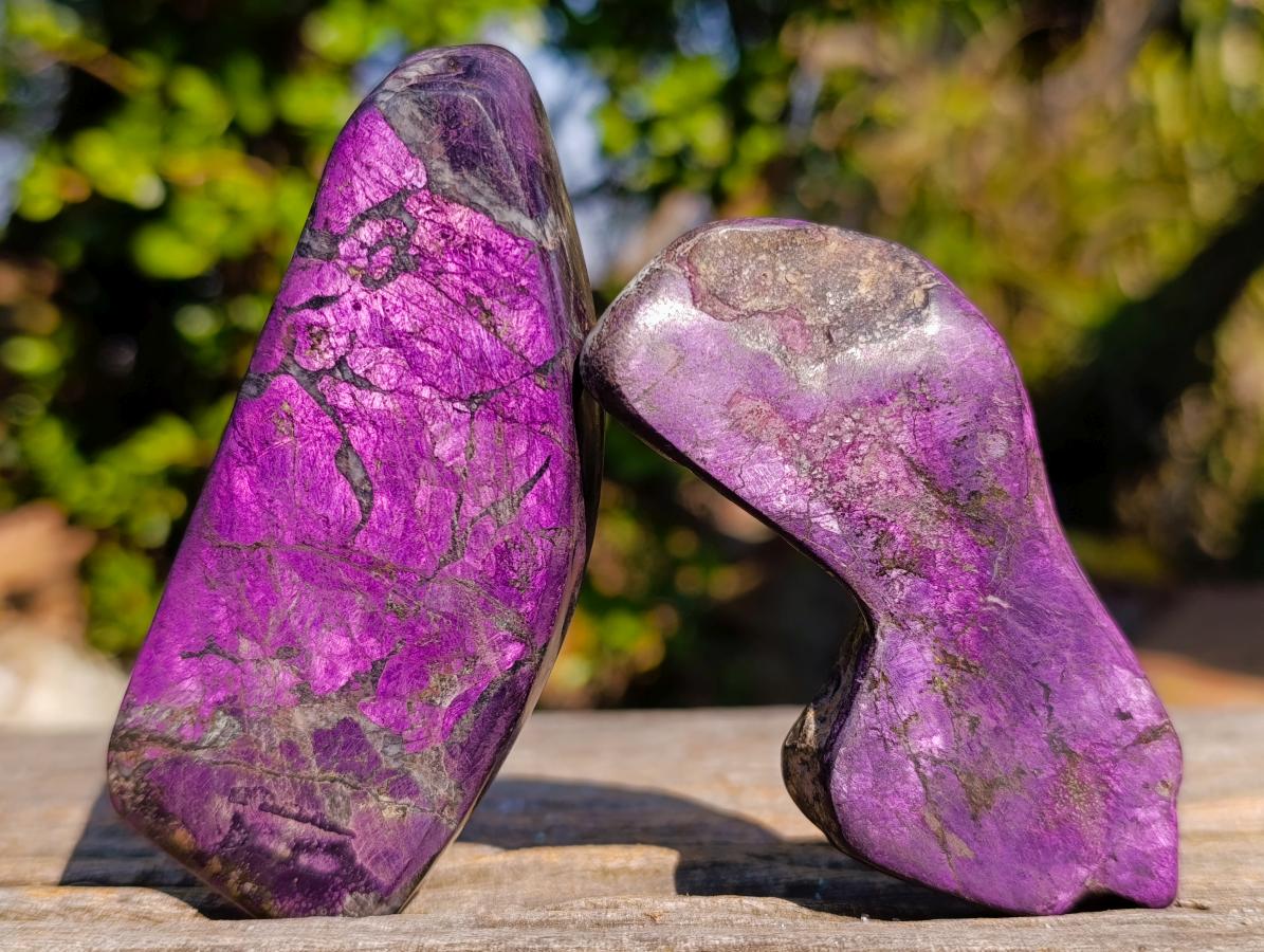 Polished Pair of Silky Metallic Purpurite Pieces x 1 From Erongo, Namibia