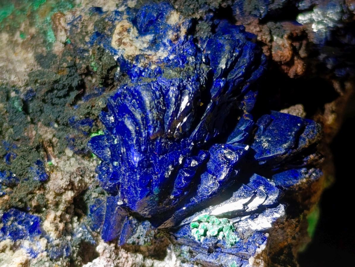 Natural Ultra Rare Azurite Specimen with Malachite on Dolomite x 1 From Mashamba East Mine, Congo