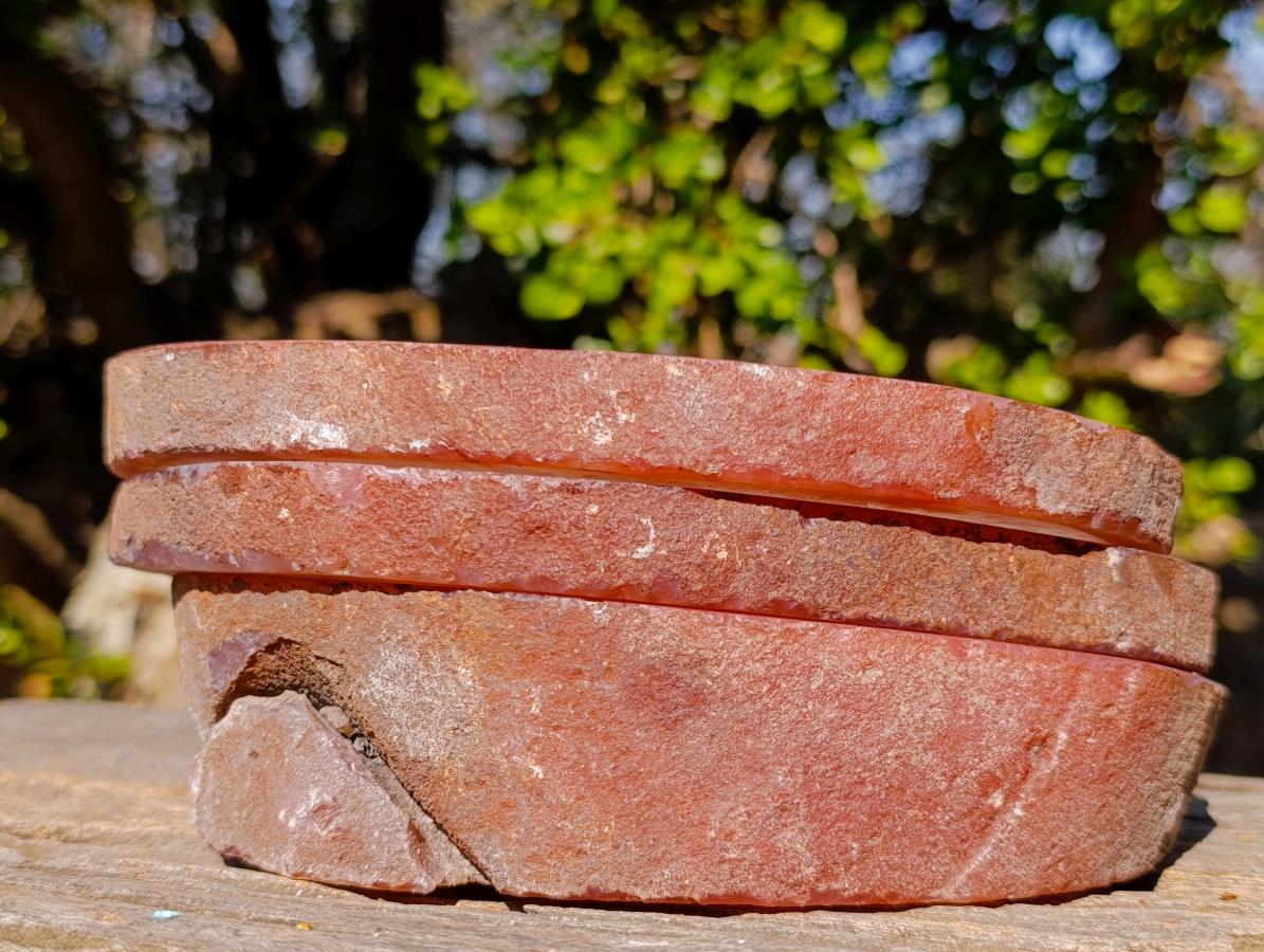 Polished Matching Trio of Red Shashe River Agate Slices with Natural Edging x 1 From Shashe River, Zimbabwe