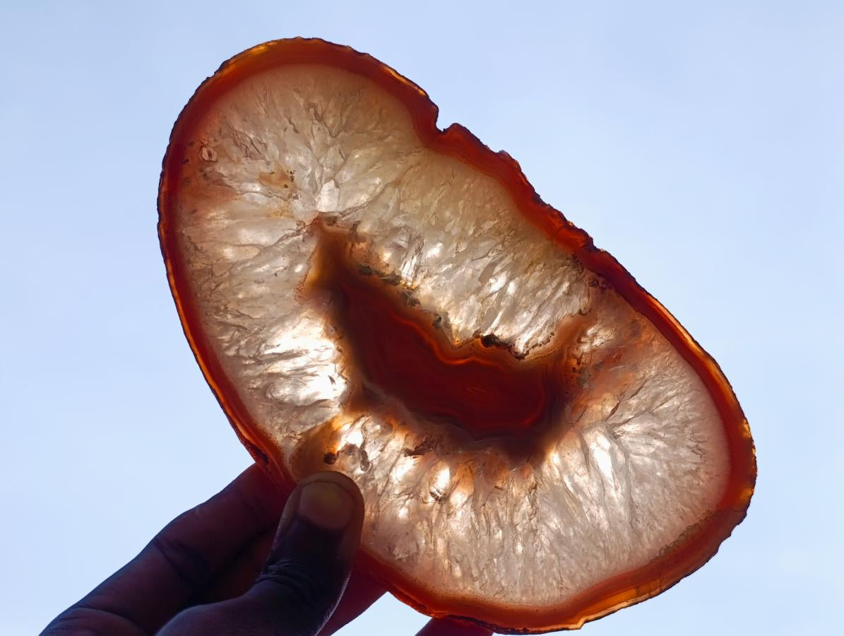 Polished Matching Trio of Red Shashe River Agate Slices with Natural Edging x 1 From Shashe River, Zimbabwe