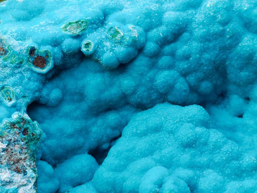 Natural Drusy Coated Botryoidal Chrysocolla Specimen on Dolomite Matrix x 1 From Kulukuluku, Congo