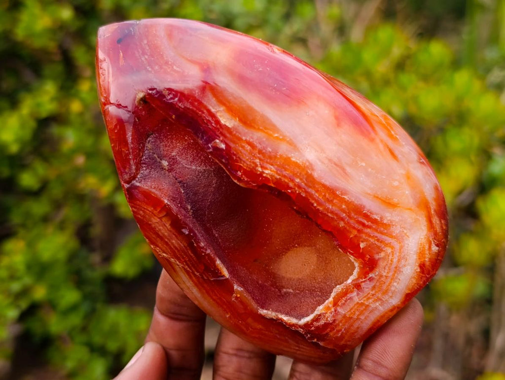 Polished and Natural Carnelian Standing Display Piece x 1 From Madagascar
