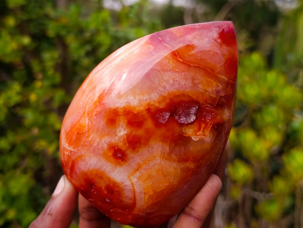 Polished and Natural Carnelian Standing Display Piece x 1 From Madagascar