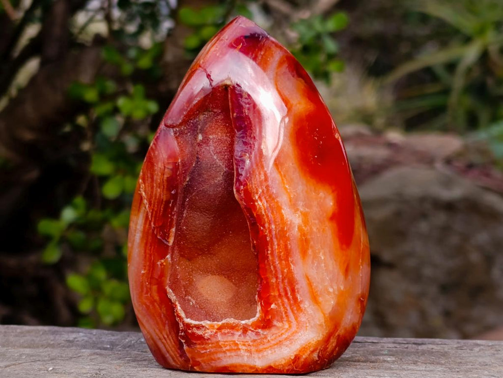 Polished and Natural Carnelian Standing Display Piece x 1 From Madagascar