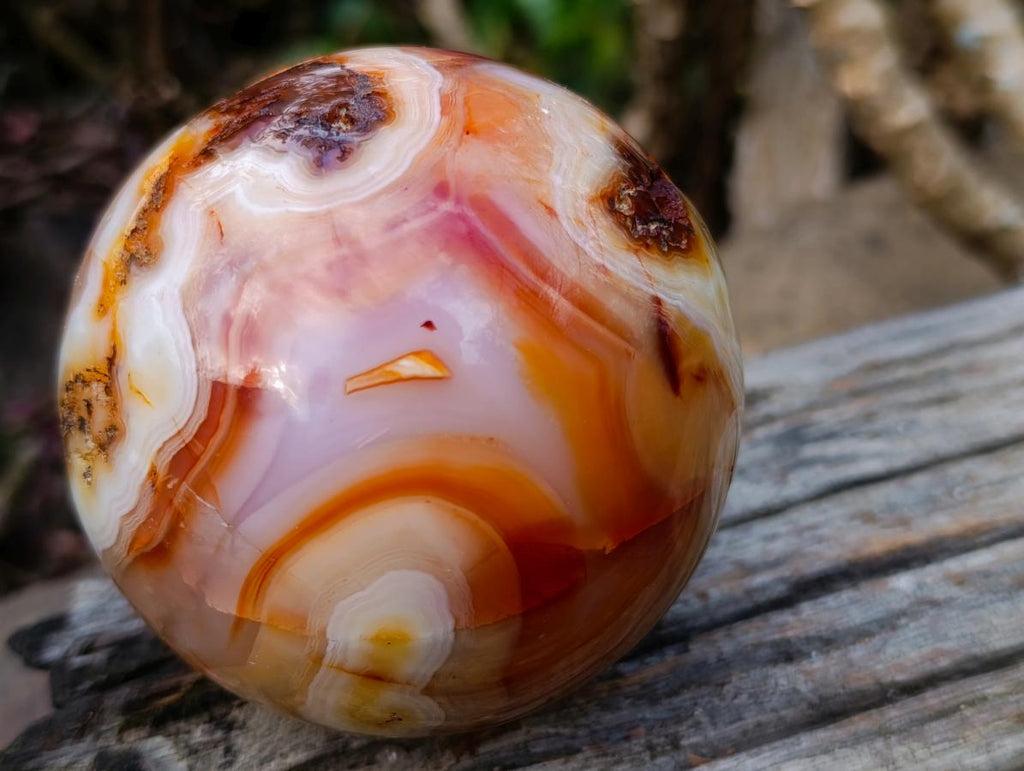 Polished Banded Carnelian Gemstone Sphere x 1 From Madagascar