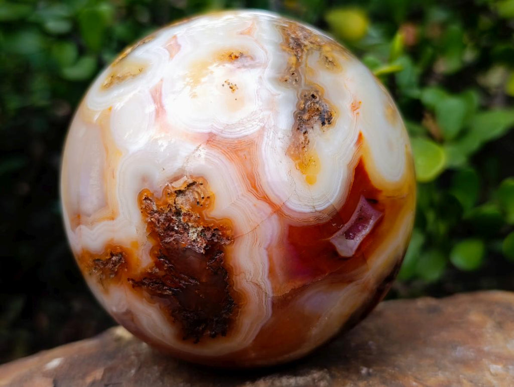 Polished Banded Carnelian Gemstone Sphere x 1 From Madagascar