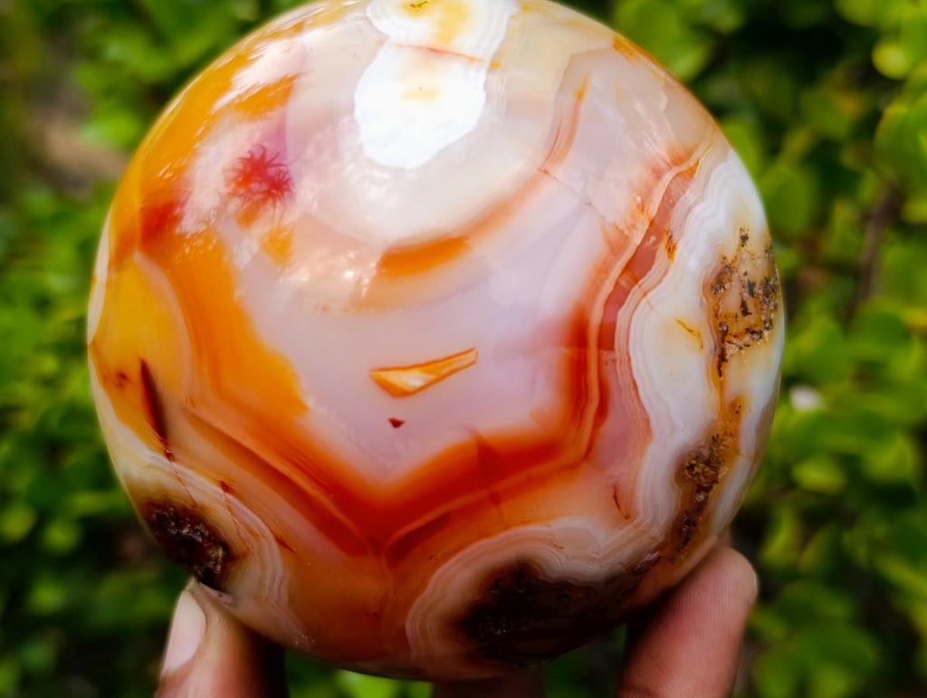 Polished Banded Carnelian Gemstone Sphere x 1 From Madagascar