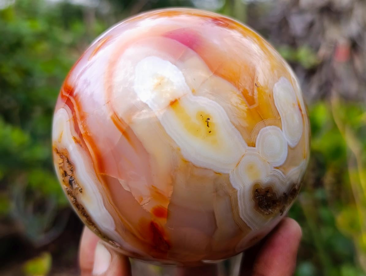 Polished Banded Carnelian Gemstone Sphere x 1 From Madagascar