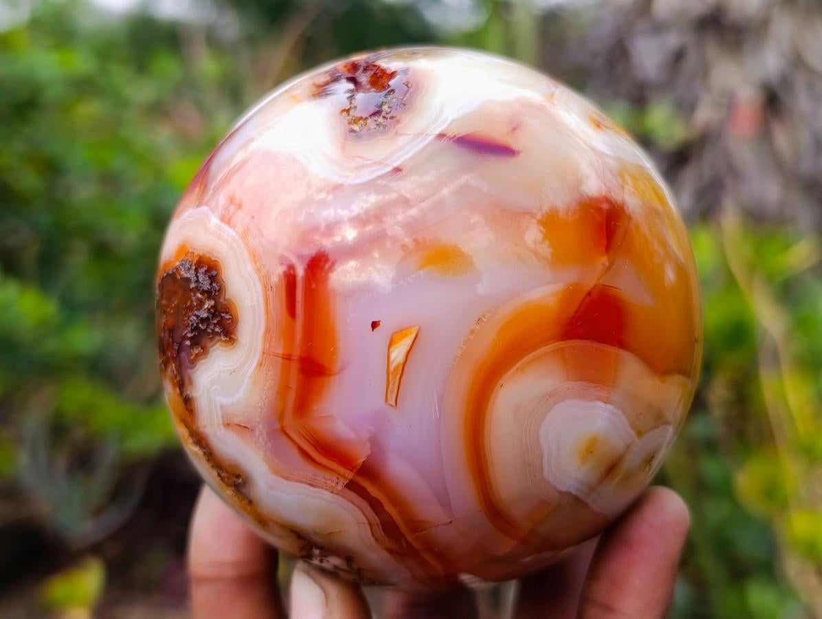 Polished Banded Carnelian Gemstone Sphere x 1 From Madagascar