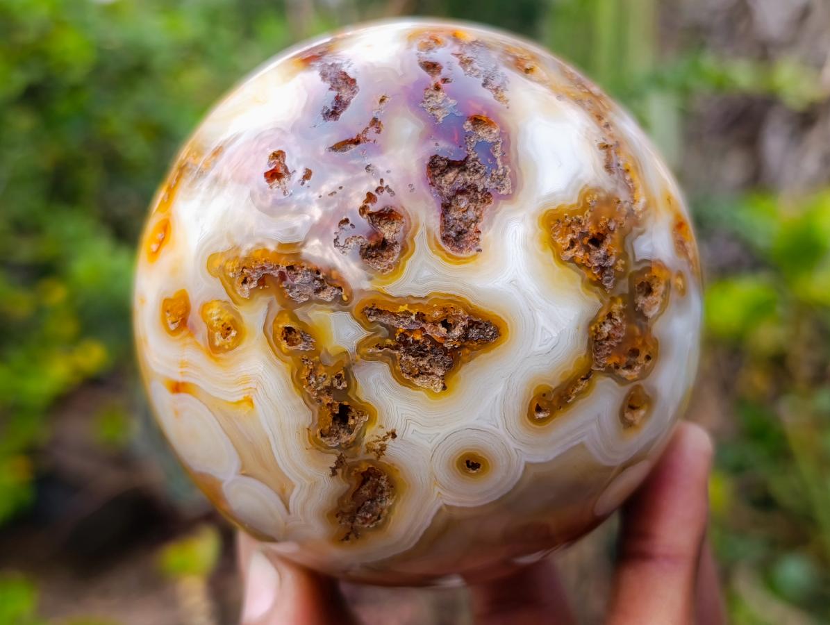 Polished Banded Carnelian Gemstone Sphere x 1 From Madagascar
