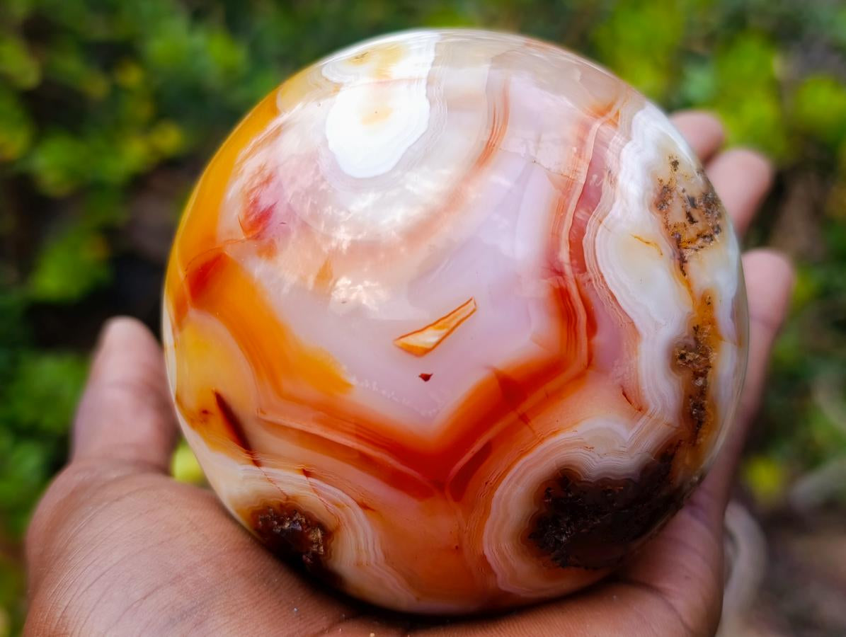 Polished Banded Carnelian Gemstone Sphere x 1 From Madagascar